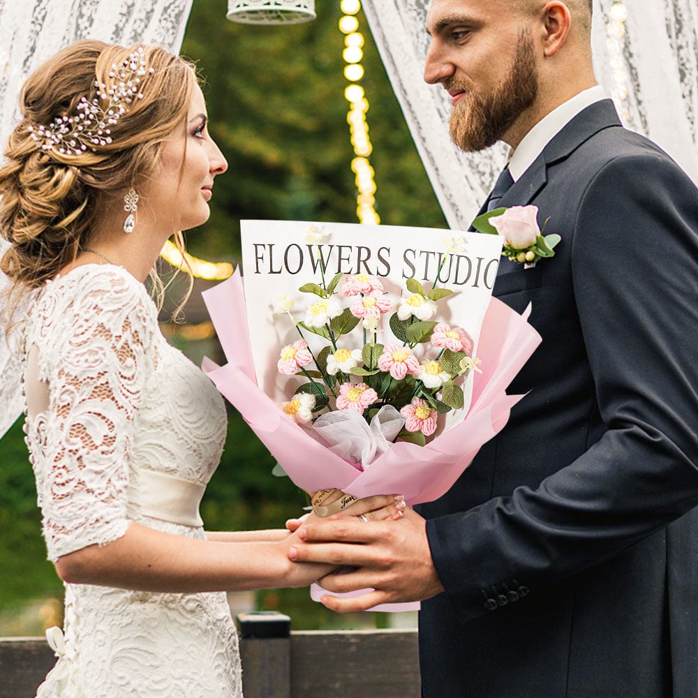 Wedding Gifts Crochet Flowers Bouquet Handmade Knitted Little Daisy Bouquet Gift for Her - Giftlab