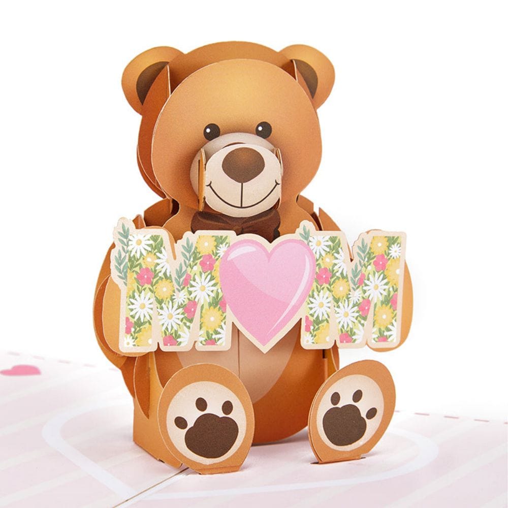 Love Your Mom Pop Up Card Bear 3D Pop Up Greeting Card for Mom - Giftlab