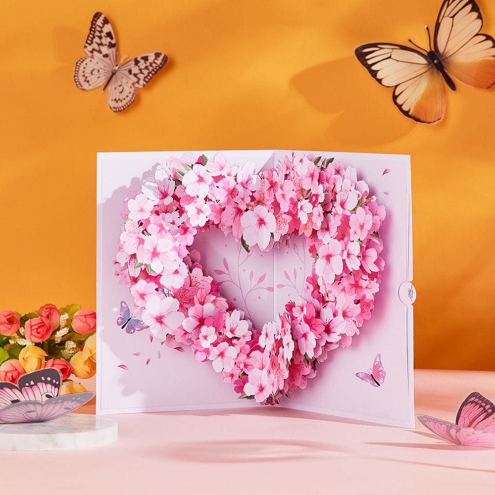 Cherry Blossom Tree Heart Pop Up Card Flower 3D Pop Up Greeting Card - Giftlab