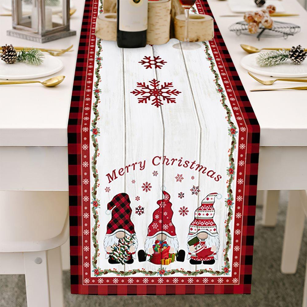 Christmas Runner Red With Gnomes Elf Gifts for Friends Multi-size - Giftlab