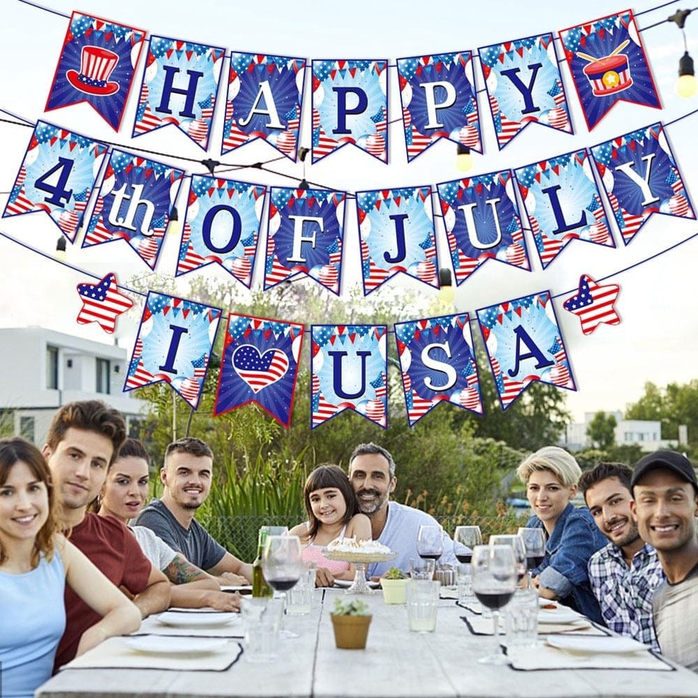 4th of July Decorations Hanging Banner Independence Day Decor for Home Patriotic Party Supplies - Giftlab