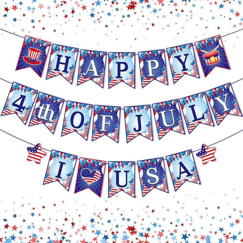 4th of July Decorations Hanging Banner Independence Day Decor for Home Patriotic Party Supplies - Giftlab