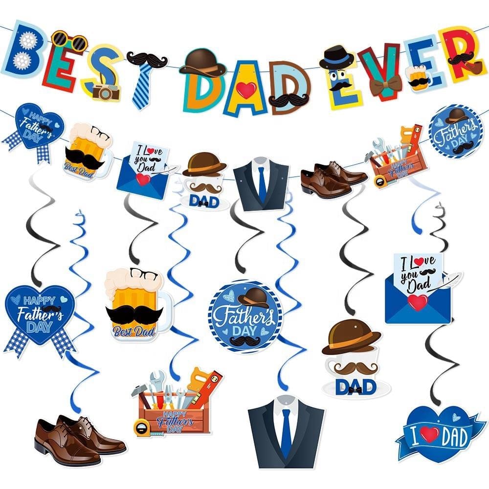 Best Dad Ever Banner Fathers Day Party Decoration Supplies - Giftlab