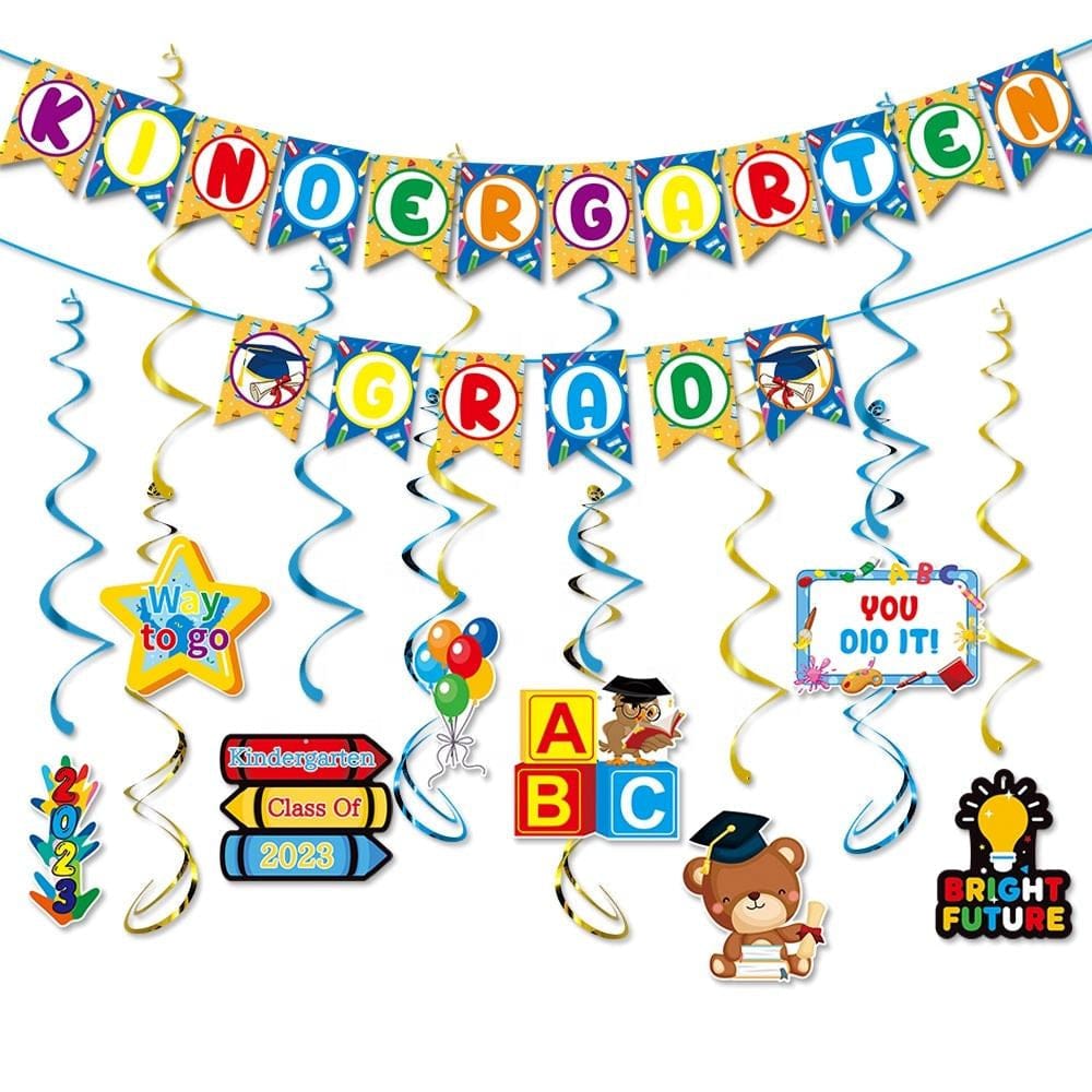 Kindergarten Graduation Hanging Swirl Banner Decorations Party Supplies Gift for Graduation Party - Giftlab