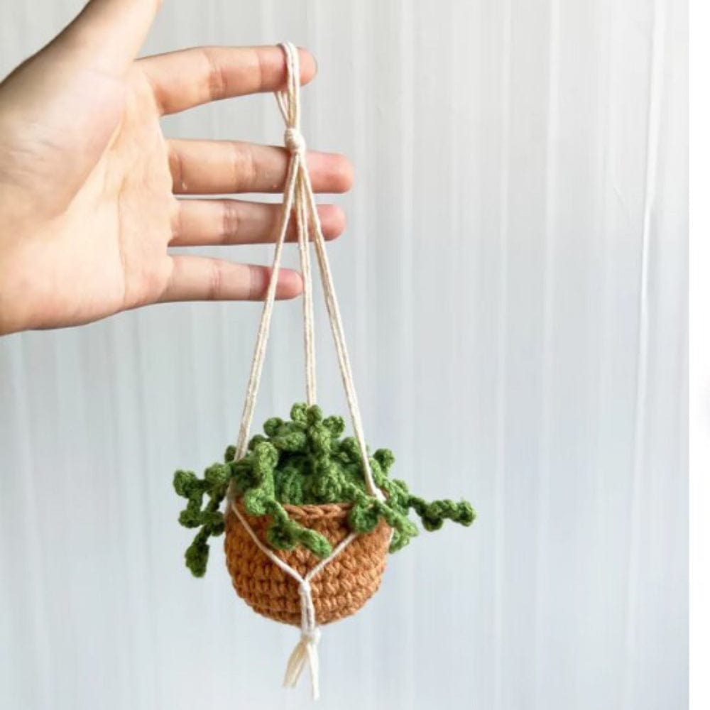 Cute Potted Plants Crochet Car Mirror Hanging Accessories Gift for Handicraft Lover - Giftlab