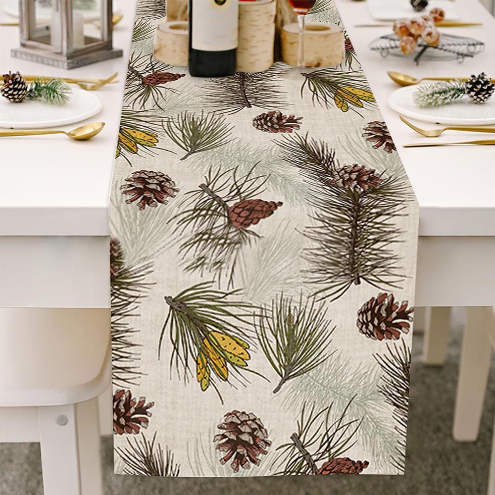 Rustic Christmas Table Runner With Pine Leaves Gifts for Mom - Giftlab