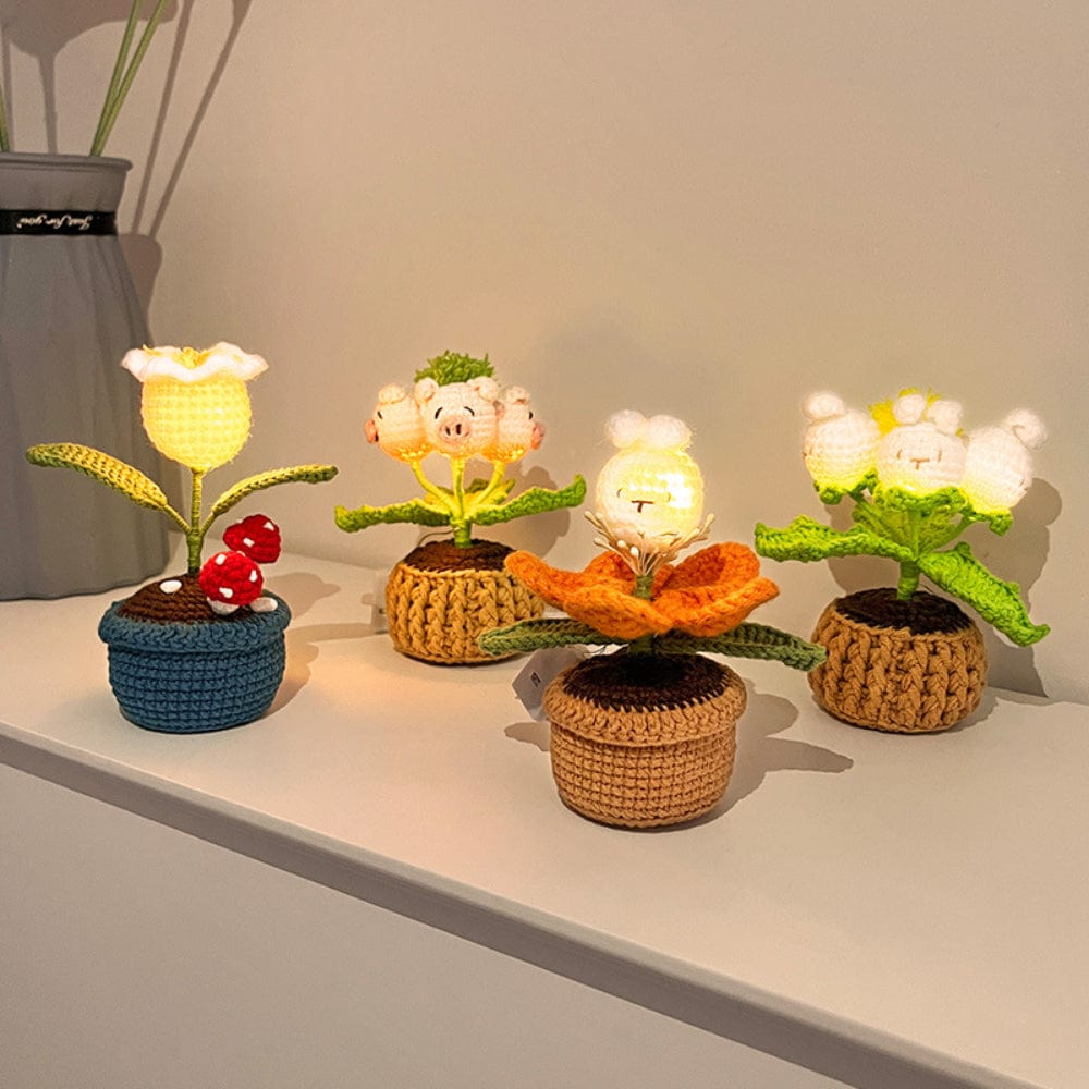 Doll Flowers Night Light Crochet Artificial Lamp Home Decor Gifts - Giftlab