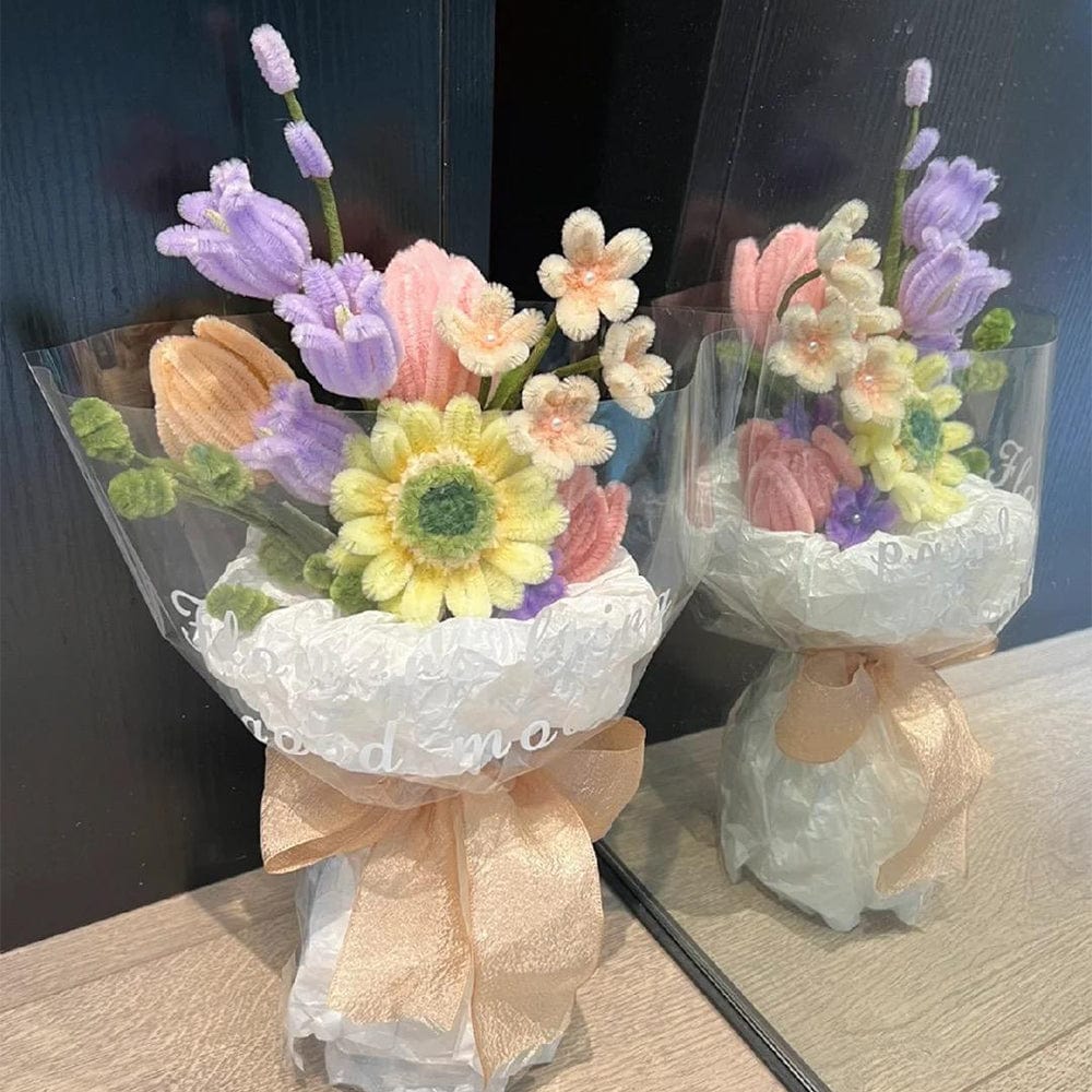 Pipe Cleaner Flowers Bouquet Handmade Twist Stick Bouquet Gift for Her - Giftlab