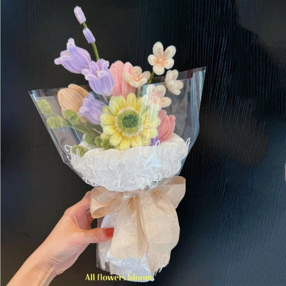Pipe Cleaner Flowers Bouquet Handmade Twist Stick Bouquet Gift for Her - Giftlab