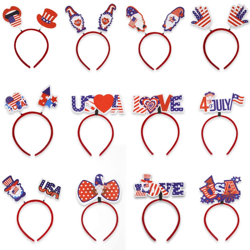 12 Pcs Independence Day Headband Party Accessories Favors Decorations for 4th of July - Giftlab
