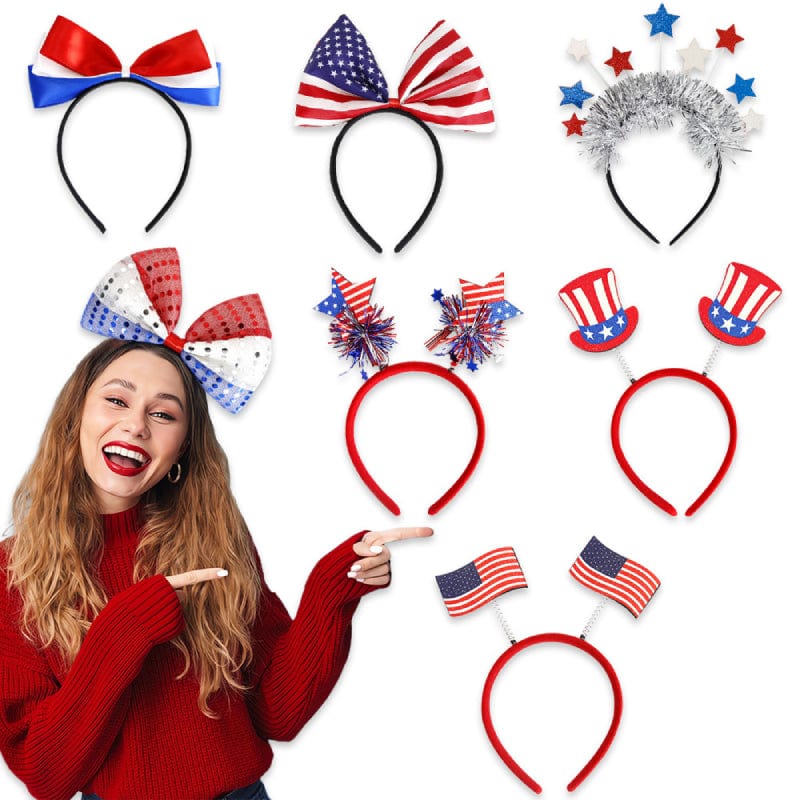 7 Pcs 4th of July Patriotic Head Boppers Headbands for Independence Day Party Hair Accessories - Giftlab