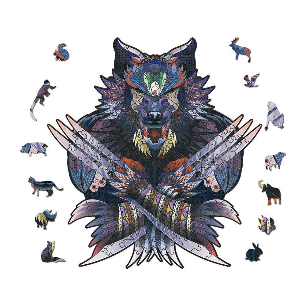 Wolf Puzzle Fish Gift Wooden Jigsaw Puzzles For Adults and Kids - Giftlab