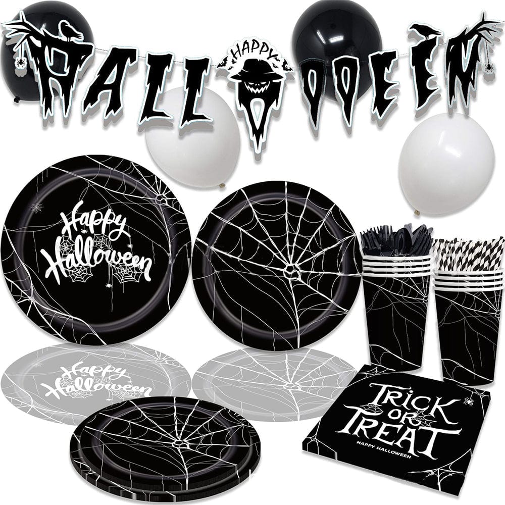 Halloween Disposable Tableware Kits Party Decorations Supplies Tableware 91pcs - Giftlab
