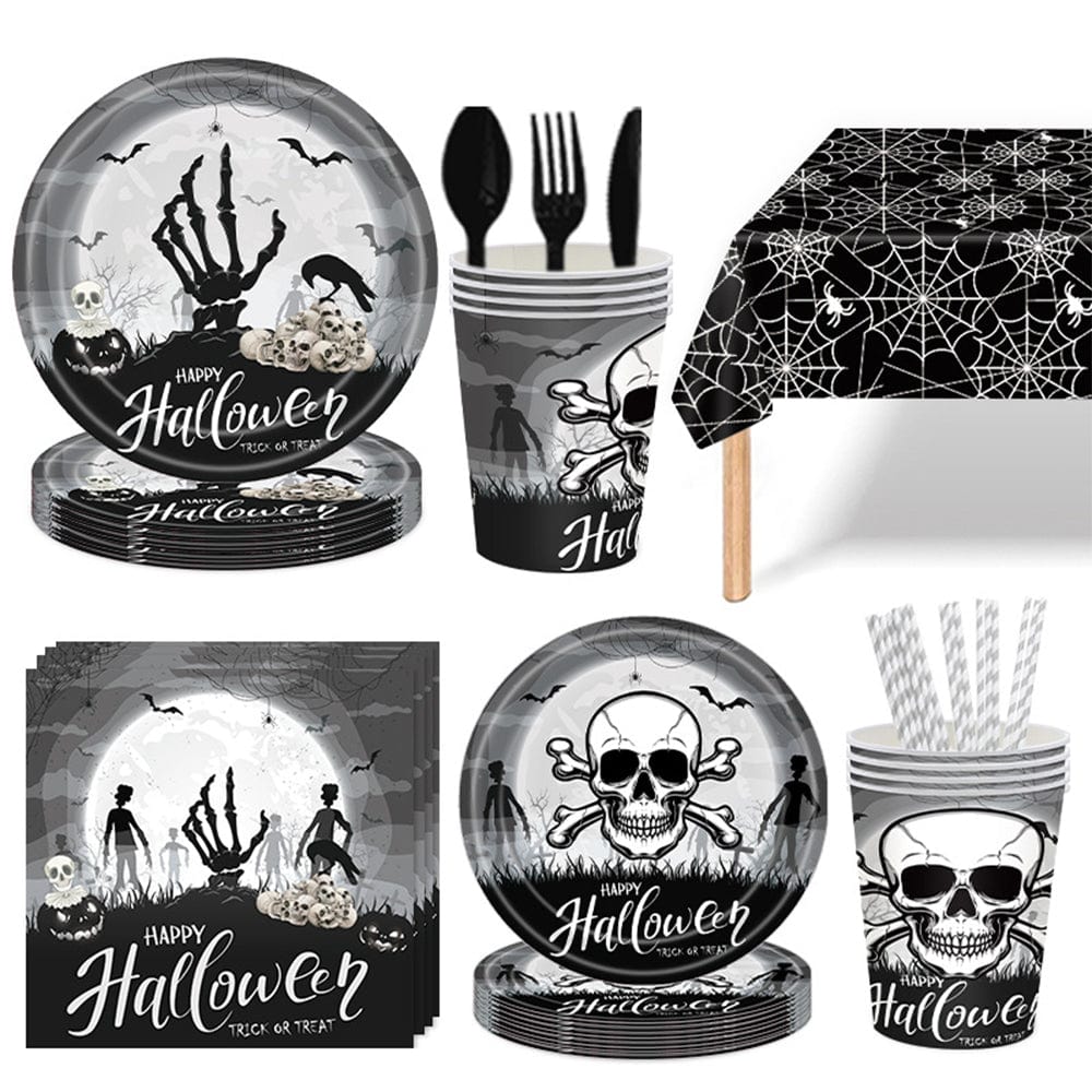 Halloween Disposable Tableware Kits Halloween Party Decorations Supplies 117pcs - Giftlab