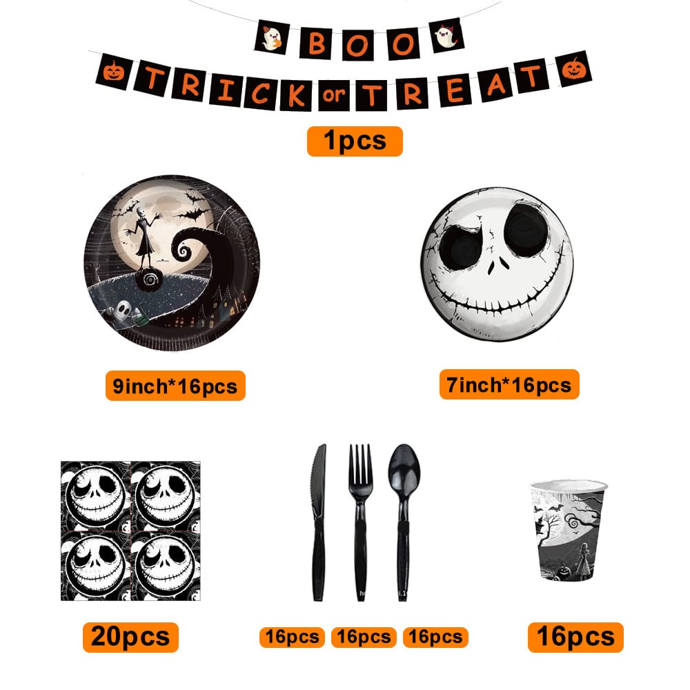 Halloween Party Decorations Supplies 117pcs Halloween Disposable Tableware Kits - Giftlab