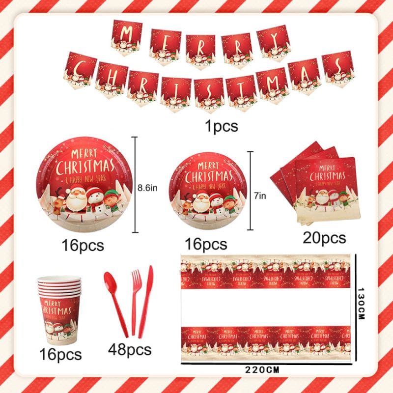 Christmas Party Disposable Dinnerware Set 118pcs Tableware Christmas Decorations Supplies - Giftlab