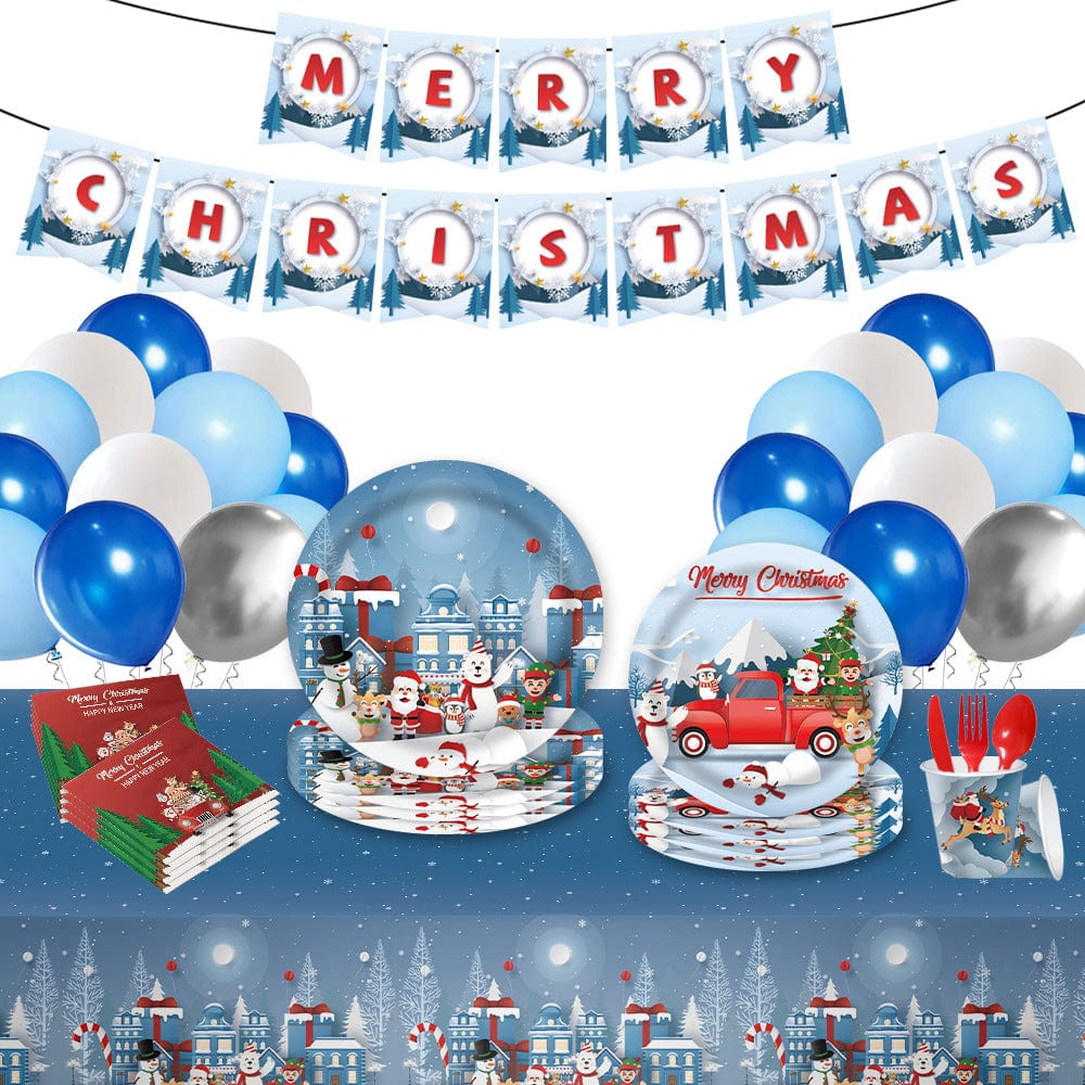 Christmas Party Disposable Dinnerware Set 114pcs Xmas Tableware Christmas Decorations Supplies - Giftlab