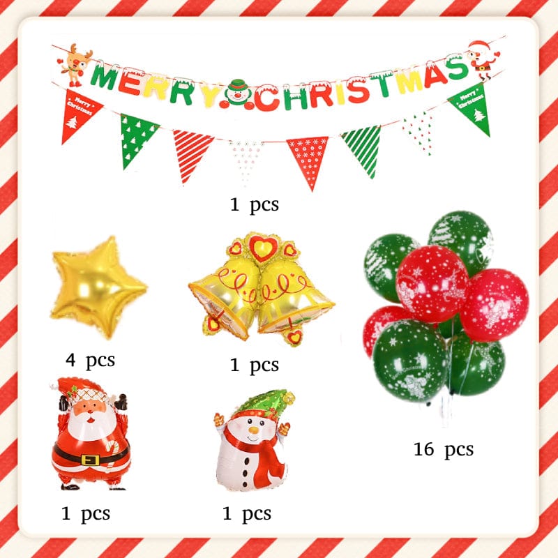 Christmas Balloons Set Merry Christmas Banner for Christmas Party Decorations Supplies - Giftlab