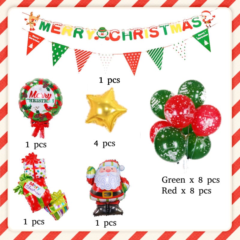 Christmas Balloons Set with Banner for Christmas Party Decorations Supplies - Giftlab