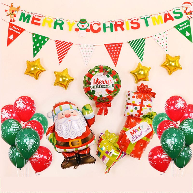 Christmas Balloons Set with Banner for Christmas Party Decorations Supplies - Giftlab