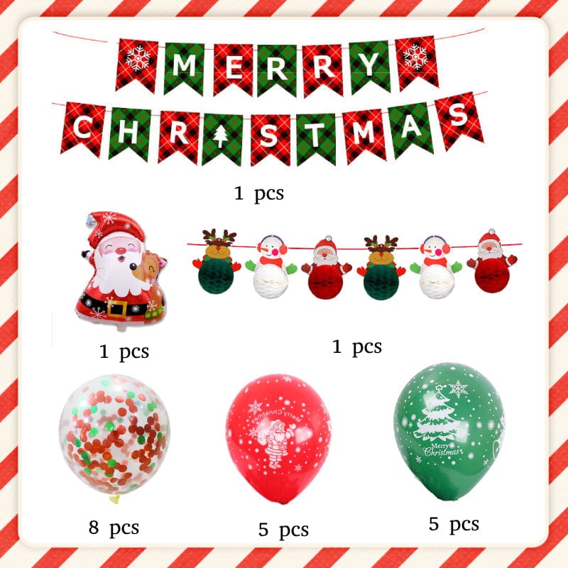 Christmas Balloons Set Banner Latex Balloons for Christmas Party Decorations Supplies - Giftlab