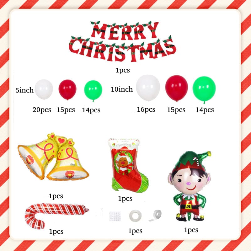 Christmas Party Balloons Set with Merry Banner for Christmas Decorations Supplies - Giftlab