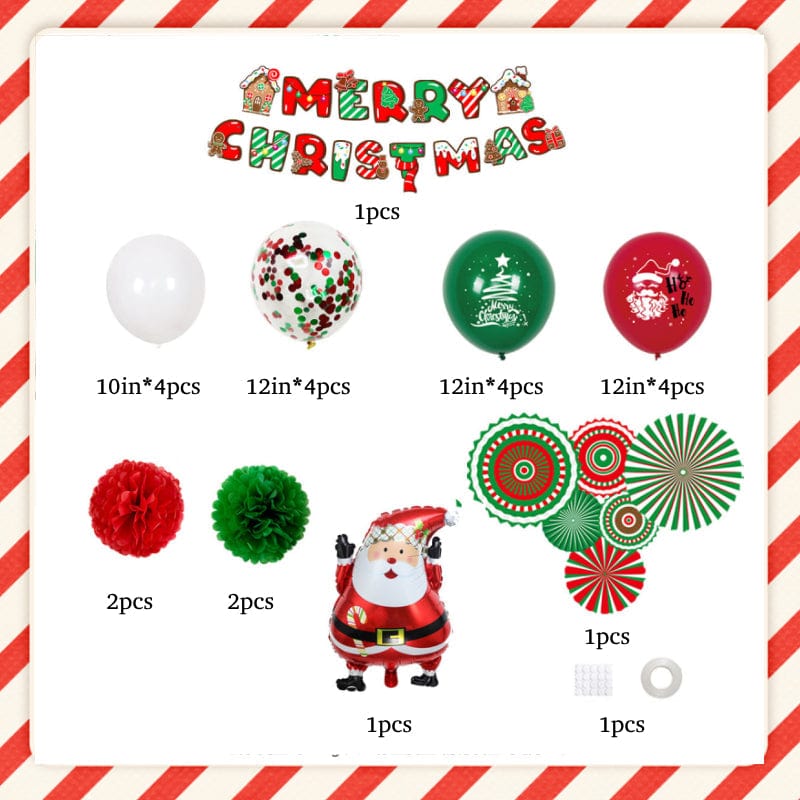Christmas Party Balloons Set with Merry Banner for Xmas Decorations Supplies - Giftlab