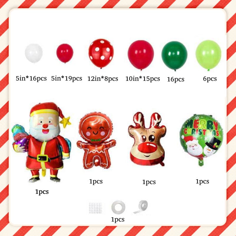 Christmas Party Balloons Set with Gingerbread Man Santa Claus for Party Decorations Supplies - Giftlab