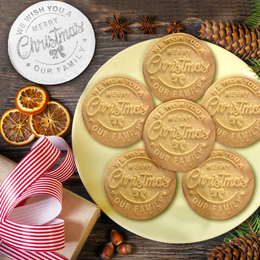 Christmas Cookie Mold With Pattern 3d Raised Design Merry Christmas Cookie Baking Stamp - Giftlab