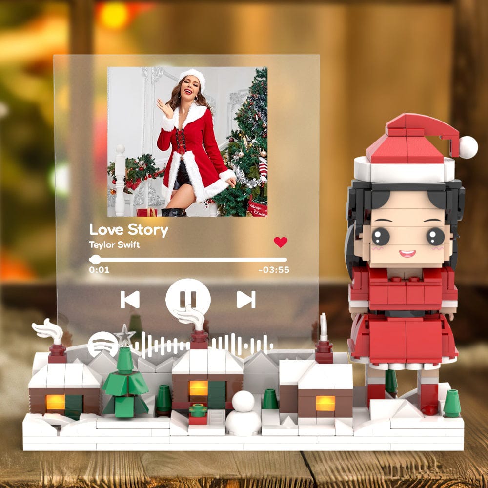 Christmas Gifts Custom Brick Figures & Music Code Plaque Personlized Music Brick Figures - Giftlab
