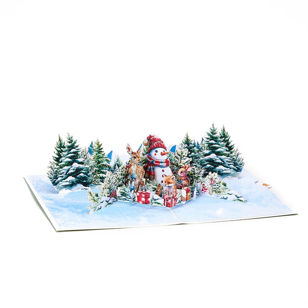 Christmas 3D Pop Up Card Christmas Snowman Jungle Greeting Card - Giftlab