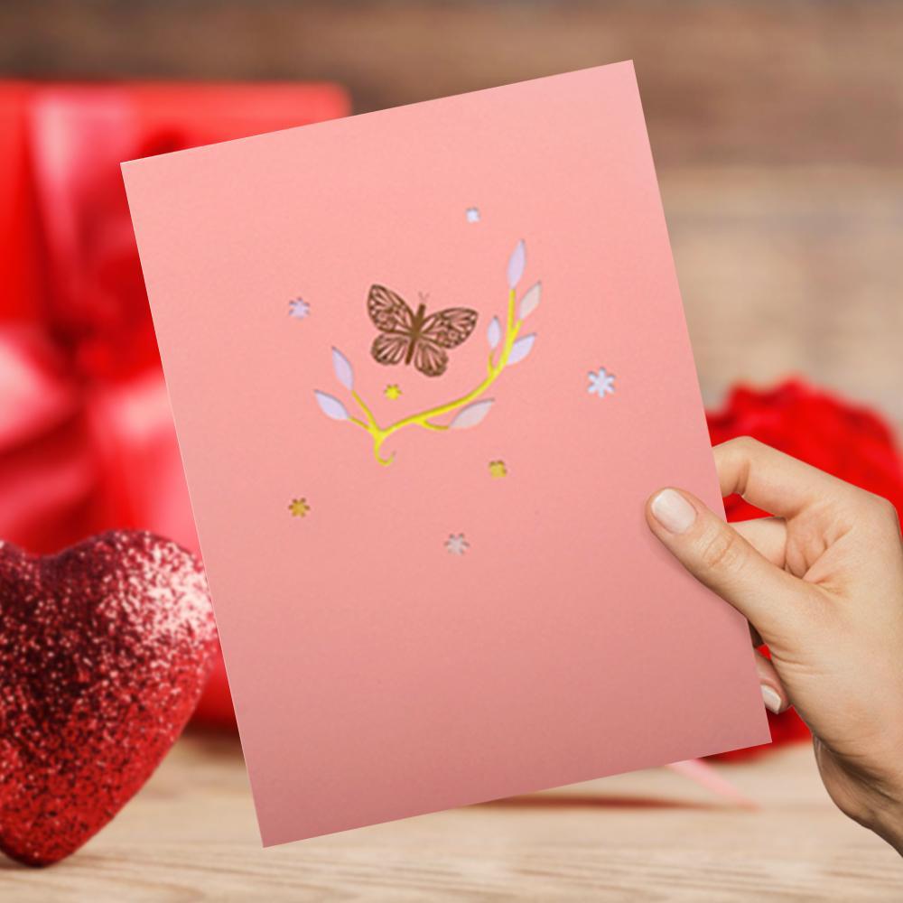 3D Love Card Valentine Cards Valentine's Day Gifts Card for Couple Butterfly - Giftlab