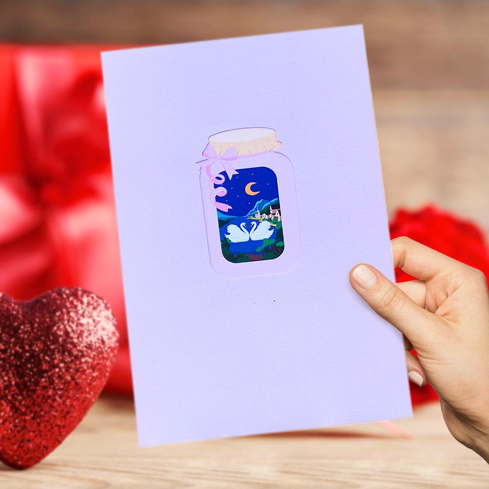 Anime Valentines Cards 3D Pop Up Greeting Card Gifts Swan - Giftlab
