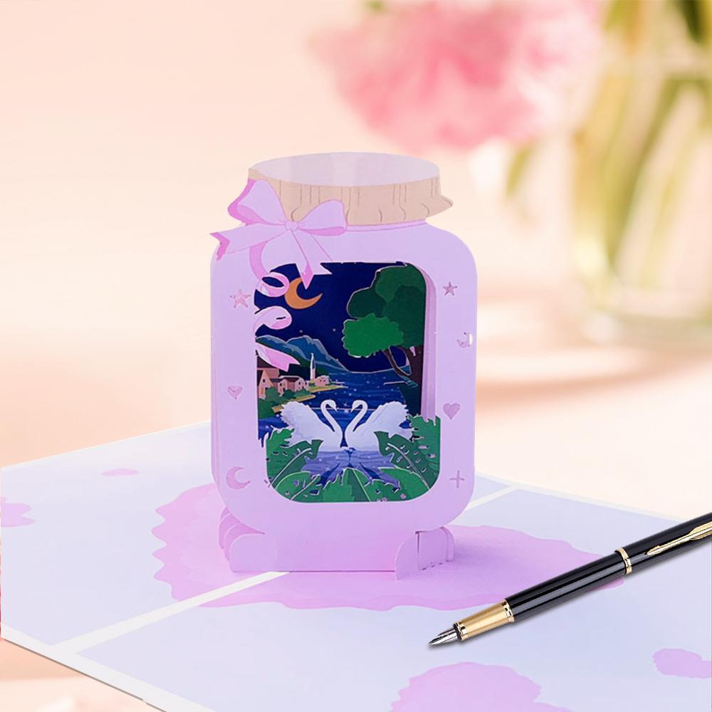 Anime Valentines Cards 3D Pop Up Greeting Card Gifts Swan - Giftlab