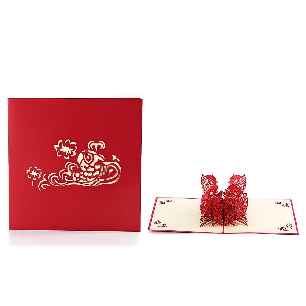 Fish 3D Pop Up Card Happy New Year Greeting Card - Giftlab