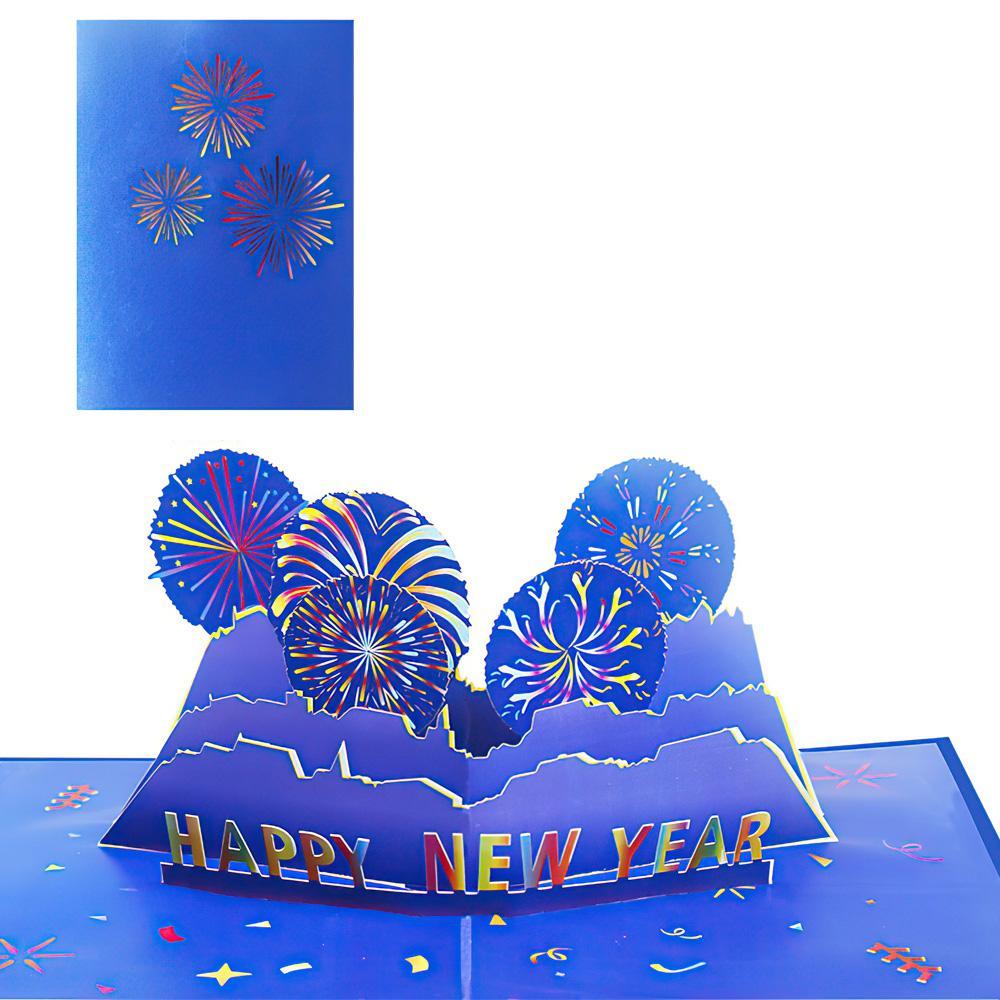 Fireworks 3D Pop Up Card New Year Greeting Card - Giftlab