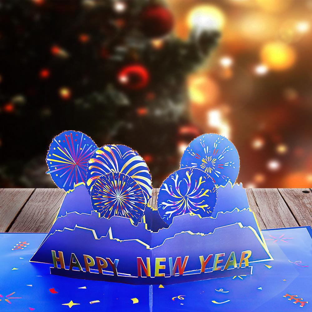 Fireworks 3D Pop Up Card New Year Greeting Card - Giftlab