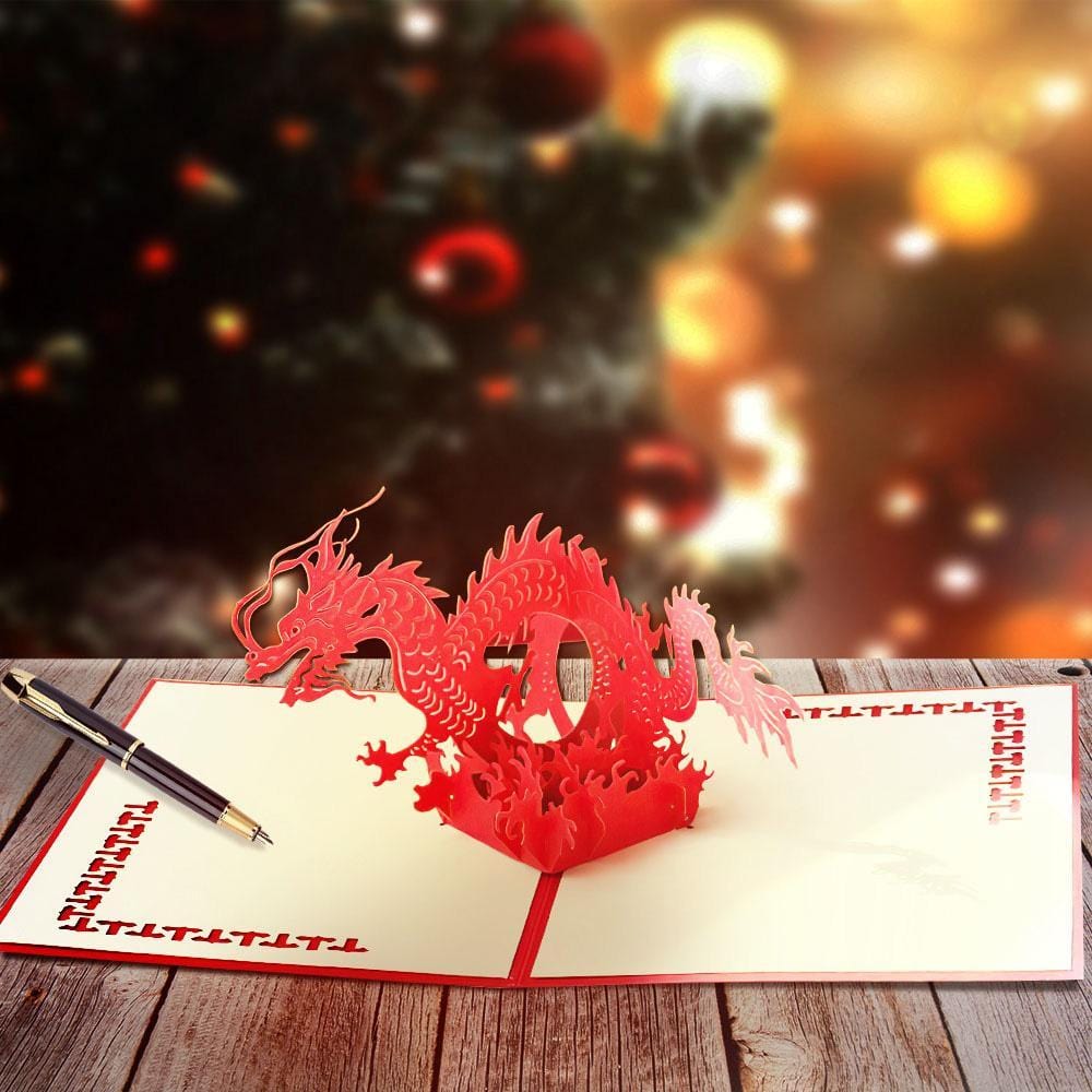 Dragon 3D Pop Up Card Happy New Year Greeting Card - Giftlab