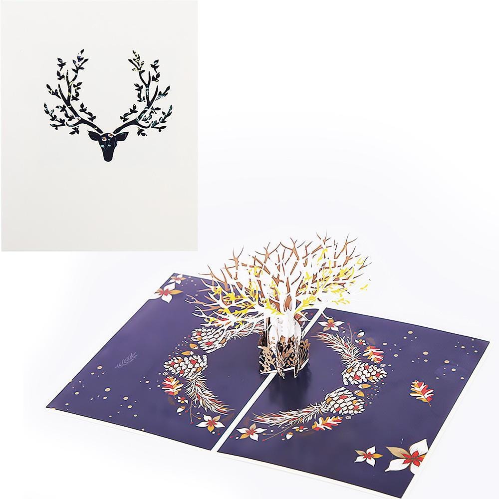 Elk 3D Pop Up Wishes Card New Year Greeting Card - Giftlab