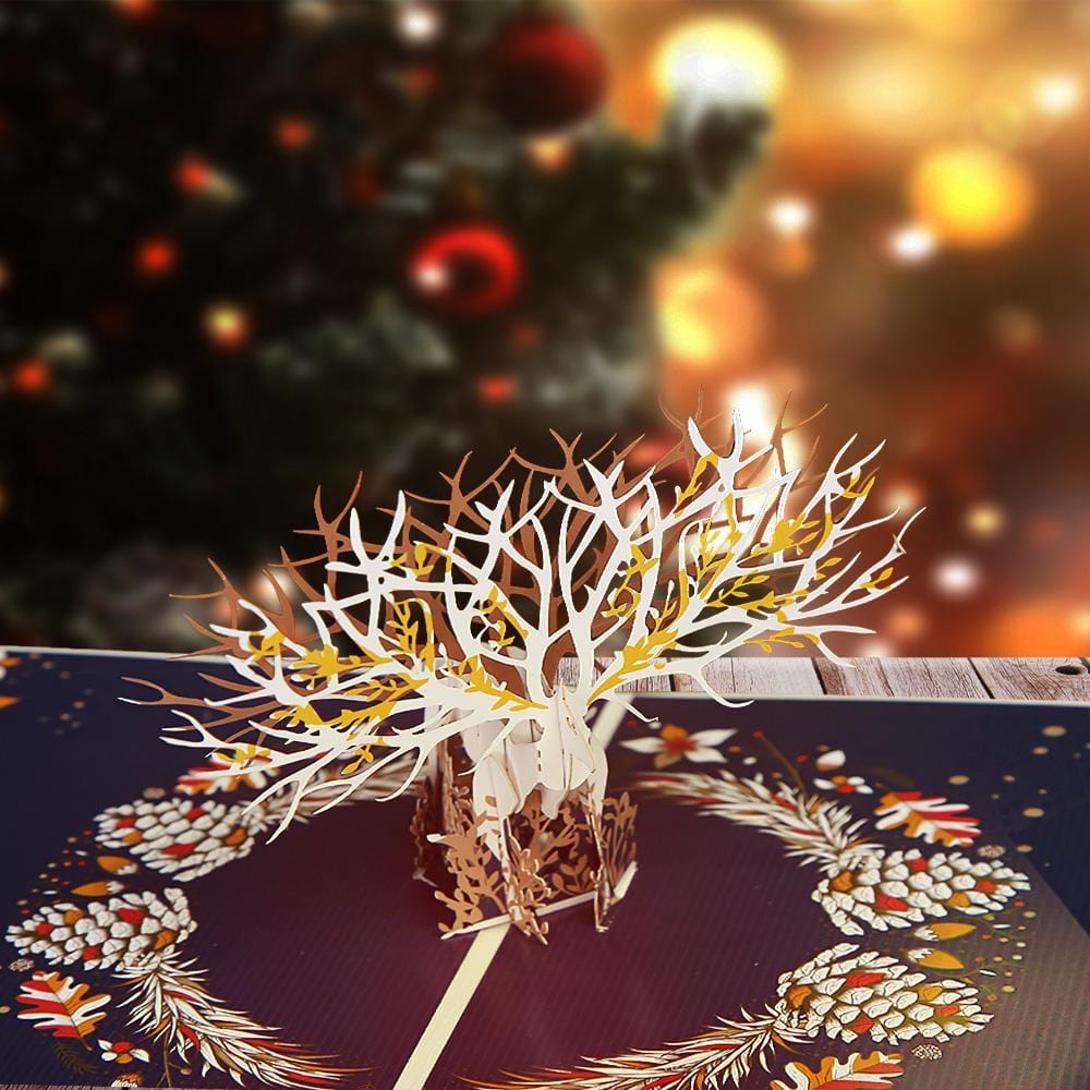 Elk 3D Pop Up Wishes Card New Year Greeting Card - Giftlab