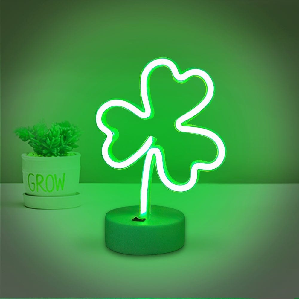 Neon Led Lights Plant Shape Neon Lights St. Patrick's Day Gift For Kids- Clover Gifts - Giftlab