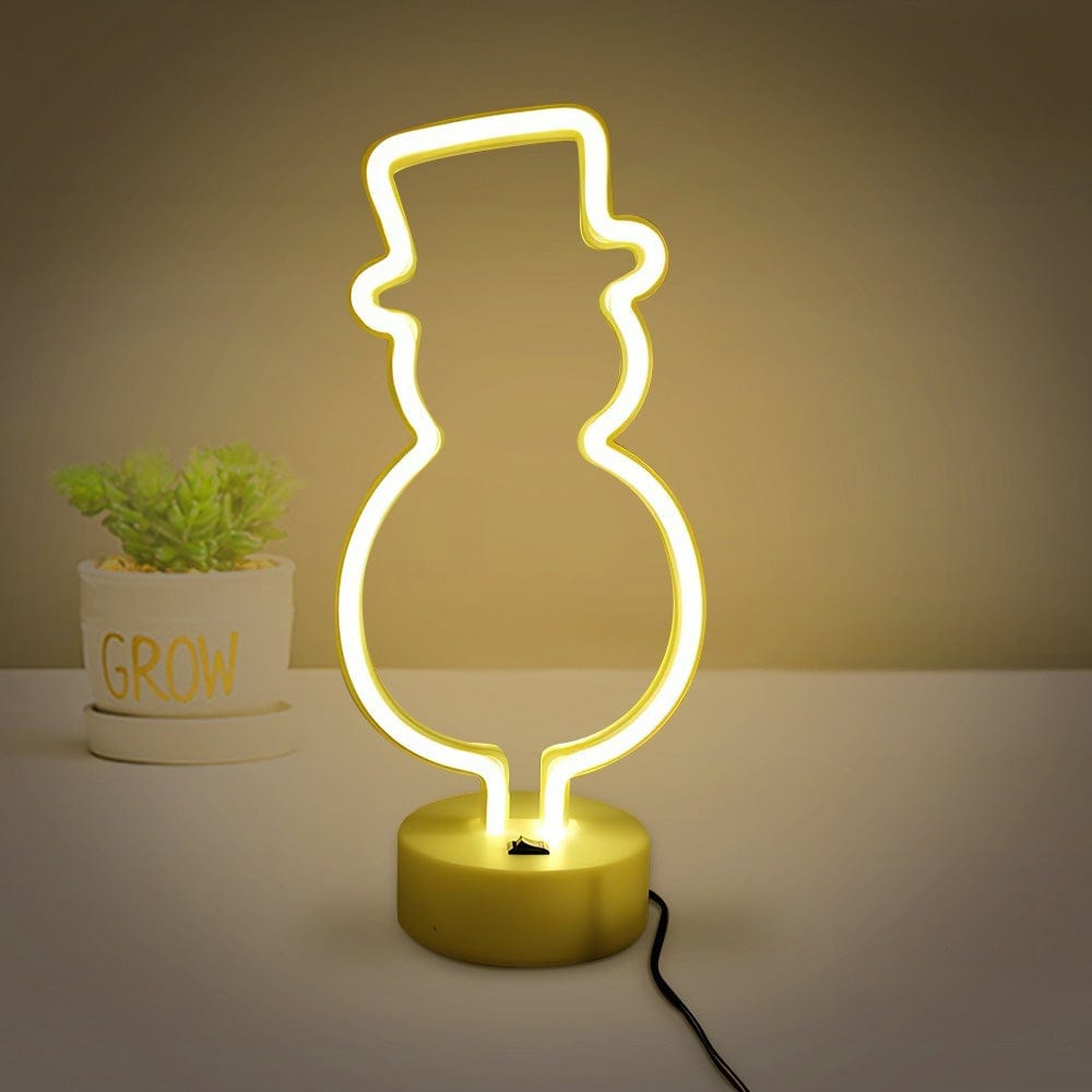 Childrens Night Lights Neon Lamp LED Light Gift For Children-Snowman - Giftlab