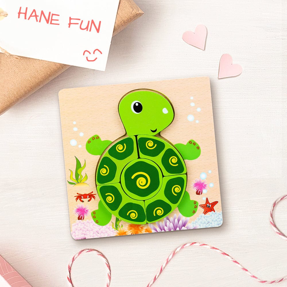 Wooden 3D Jigsaw Puzzle Tortoise Shape Puzzles Educational Learning Montessori Toys for Toddlers - Giftlab