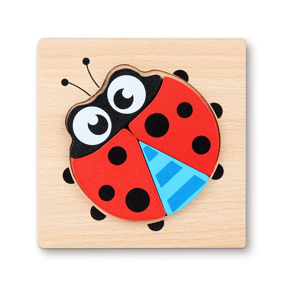 Wooden 3D Jigsaw Puzzle Ladybug Shape Puzzles Educational Learning Montessori Toys for Toddlers - Giftlab