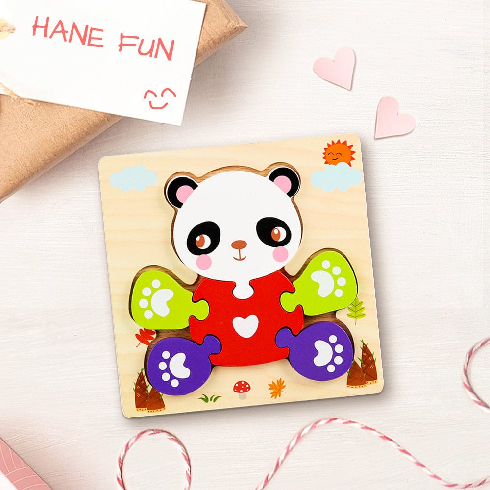 Wooden 3D Jigsaw Puzzle Panda Shape Puzzles Educational Learning Montessori Toys for Toddlers - Giftlab