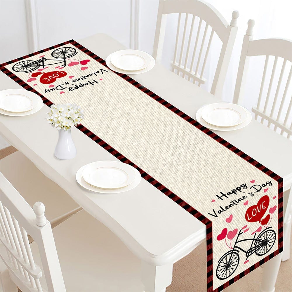 Valentines Day Table Runner Bicycle and Balloon Hearts Valentine's Day Gifts - Giftlab