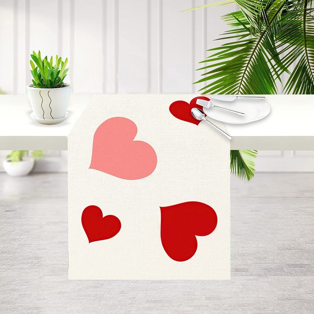 Love Hearts Table Runner Valentines Day Table Runner Valentine's Day Gifts - Giftlab