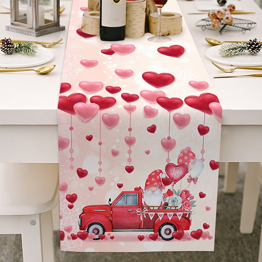 Valentines Day Table Runner Car and Balloon Table Runner Pink Valentine's Day Gifts - Giftlab