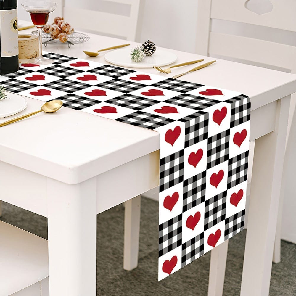 Valentines Day Table Runner Black and White Squares Valentine's Day Gifts - Giftlab
