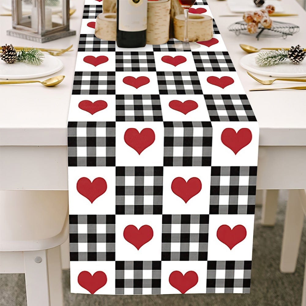 Valentines Day Table Runner Black and White Squares Valentine's Day Gifts - Giftlab